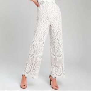 Lulus Britney White Lace Halter Jumpsuit